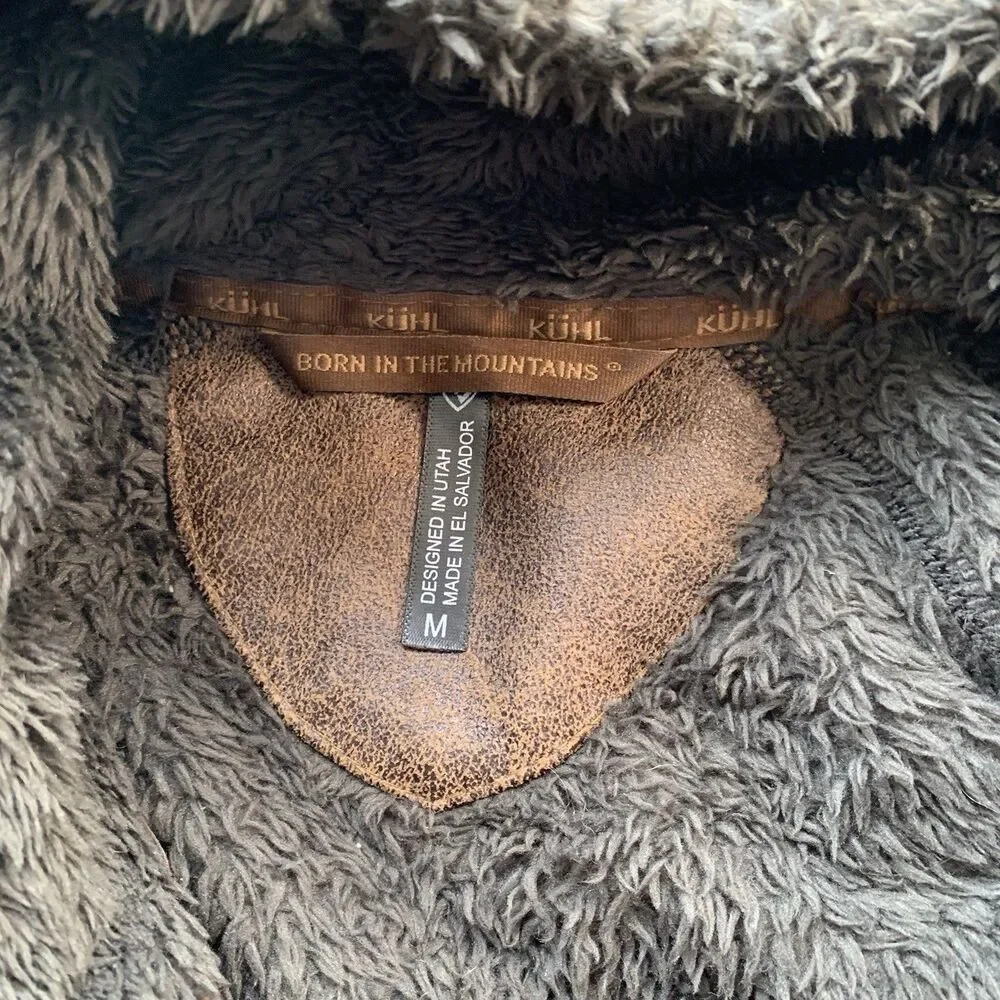 Kuhl Flight Jacket Women's M Brown Full Zip Stowaway Hood Fleece Raglan Sleeve - Picture 8 of 15